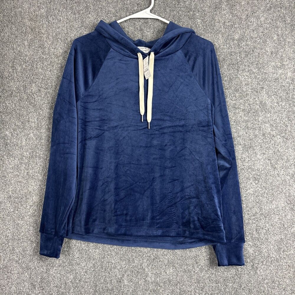 J.CREW Sweatshirt Hoodie Womens M Blue Saphire Velour Active Cozy